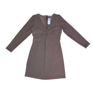 Abercrombie & Fitch Long Sleeve Brown Dress LARGE T Sexy Cutout Fitted